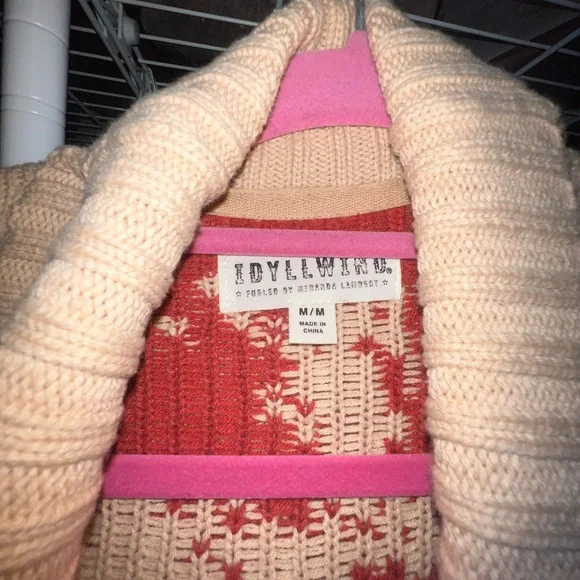 Idyllwind Cream and Red Cardigan Sweater - Picture 4 of 7
